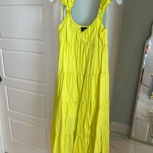 Skies Are Blue Bright Yellow Summer Tiered Maxi Dress